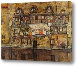   Картина Стена дома на реке