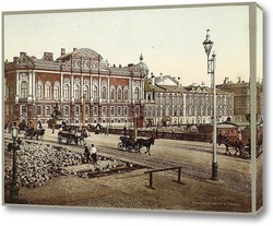   Постер Аничков мост, пешеходы, гужевые повозки,1906