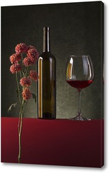   Натюрморт с вином и цветами