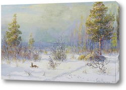  Зимний пейзаж с медведем