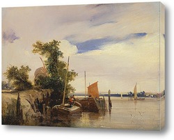   Постер Баржи на реке