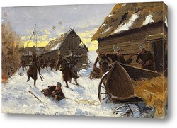   Постер Военное сражение в снежной деревне