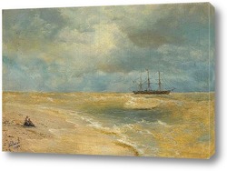  Картина Морской пейзаж с парусником. 1899