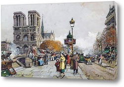   Картина Нотр-Дам и набережная Сен-Мишель