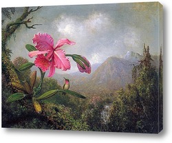   Картина Орхидея и колибри возле горного водопада, 1902