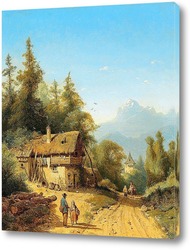  Сцена в альпийской деревне 