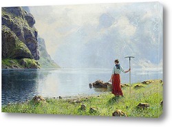  Норвежский фьорд с козами