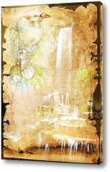   Постер Птичка на фоне водопада