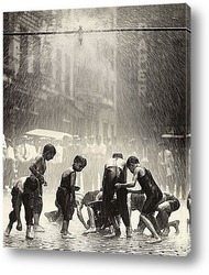   Постер Мальчишки собирающие монеты на улице,Нью-Йорк.