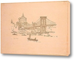   Постер Нью Йорк, бруклинский мост 
