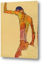  Лежащая Модель в сорочке и чулках, 1917