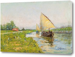   Картина Баржи вдоль канала