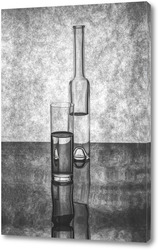  Постер Черно-белый натюрморт с бутылками