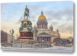    Санкт-Петербург. Снегопад на Исаакиевской площади.