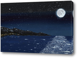   Постер Полная луна над морем