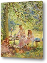   Постер Портрет жены художника и их дочек Ольги и Марины