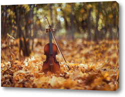   Постер скрипка в осеннем лесу