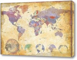   Постер Винтажная карта мира