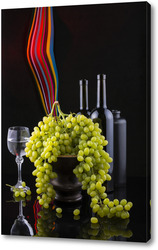  Постер Натюрморт с виноградом и вином