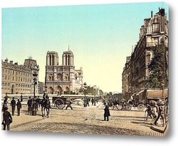    Нотр-Дам и Сент-Майкл мост, Париж, Франция.1890-1900 гг