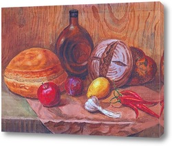    натюрморт с хлебом и фруктами