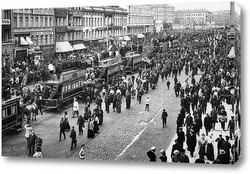  Угол Невского и Садовой во время снега 24 мая 1908 года