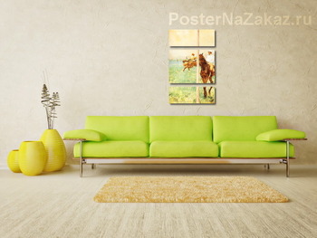 Модульная картина Жокеи перед стартом у флагштока