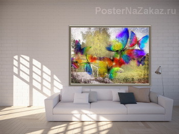 Модульная картина Бабочки в поле