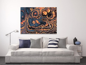 Модульная картина Абстрактный оранжево, синий узор