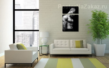 Модульная картина Портрет бодибилдера на черном фоне