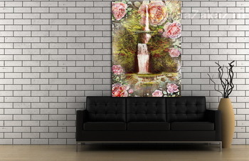 Модульная картина Водопад и цветы