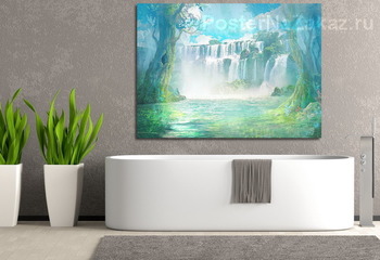 Модульная картина Водопад в лесу