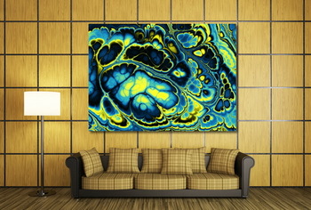 Модульная картина Абстрактный сине желтый узор