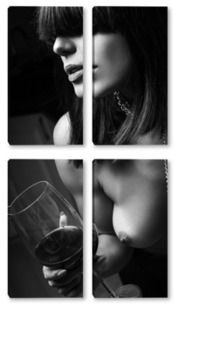 Модульная картина Девушка с бокалом вина