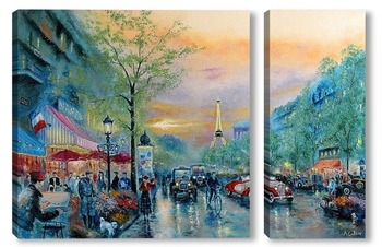 Модульная картина Улицы Парижа (по мотивам Т. Кинкейд)