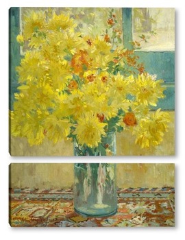 Модульная картина Жёлтые хризантемы