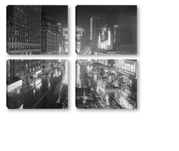Модульная картина Таймс Сквер в дождливую ночь.Май 1952г.