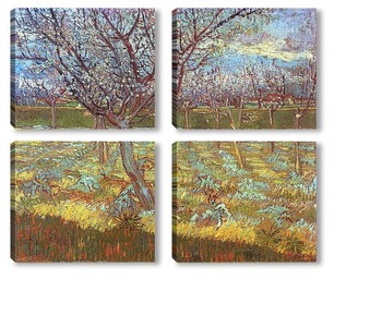 Модульная картина Цветущие абрикосовые деревья