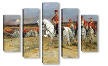 Модульная картина Смотр войск Николаем II
