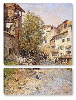 Модульная картина Пейзаж с деревни на окраине Рима