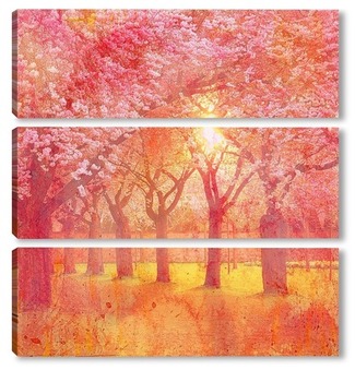 Модульная картина Цветущие деревья