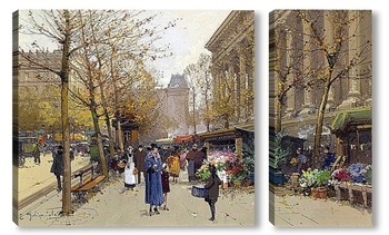 Модульная картина Цветочный рынок у Ла Мадлен