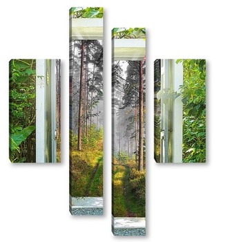 Модульная картина Дорога в лес