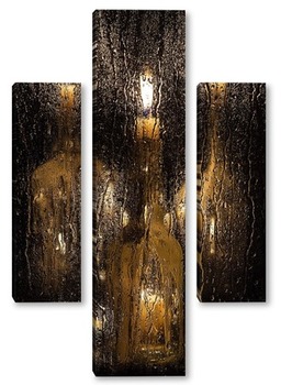 Модульная картина Свечи за мокрым стеклом.