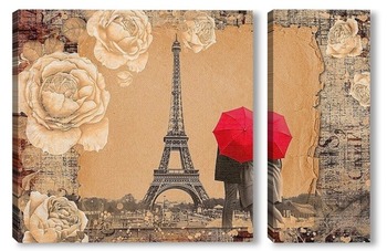 Модульная картина Любовь в Париже