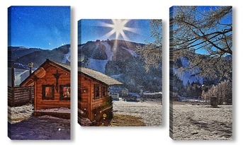 Модульная картина Зимнее утро в Альпах