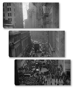 Модульная картина Толпа на Уолл Стритт после краха фондового рынка в 1929г.