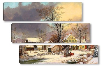 Модульная картина Зима в стране, холодное утро, около 1863