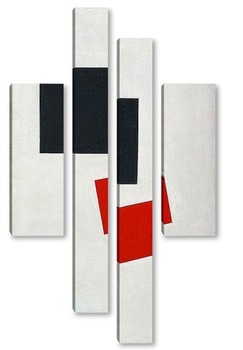 Модульная картина Красный и черный квадрат