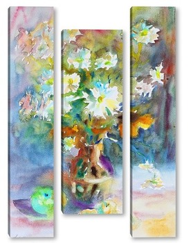  Деревенский натюрморт с цветами и чесноком